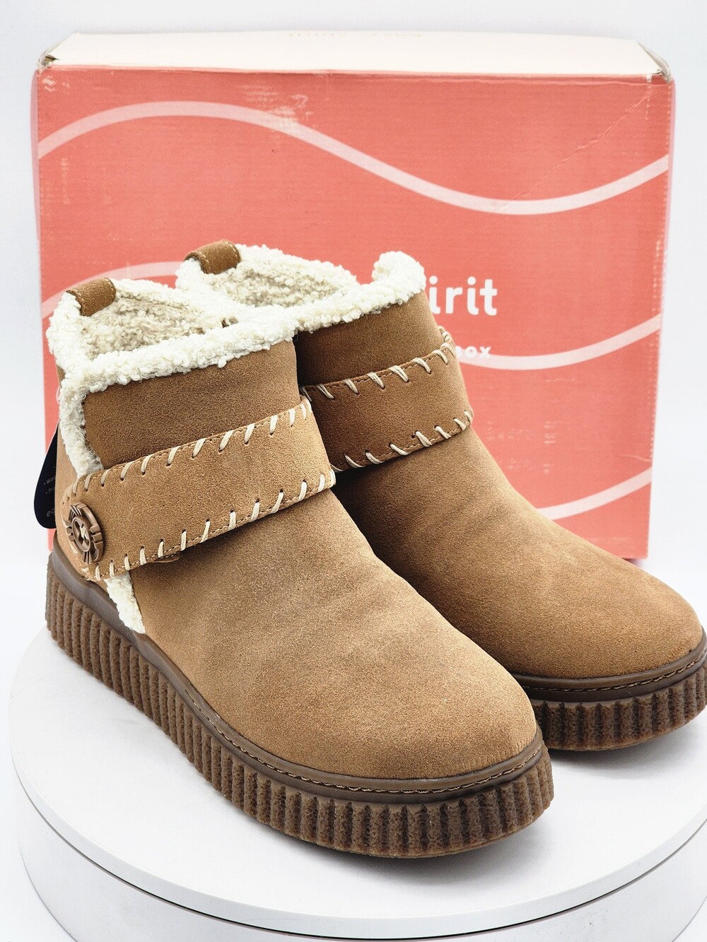 Easy Spirit Brendan Waterproof Brown Suede Ankle Boots Women’s Size 9.5 M Sherpa